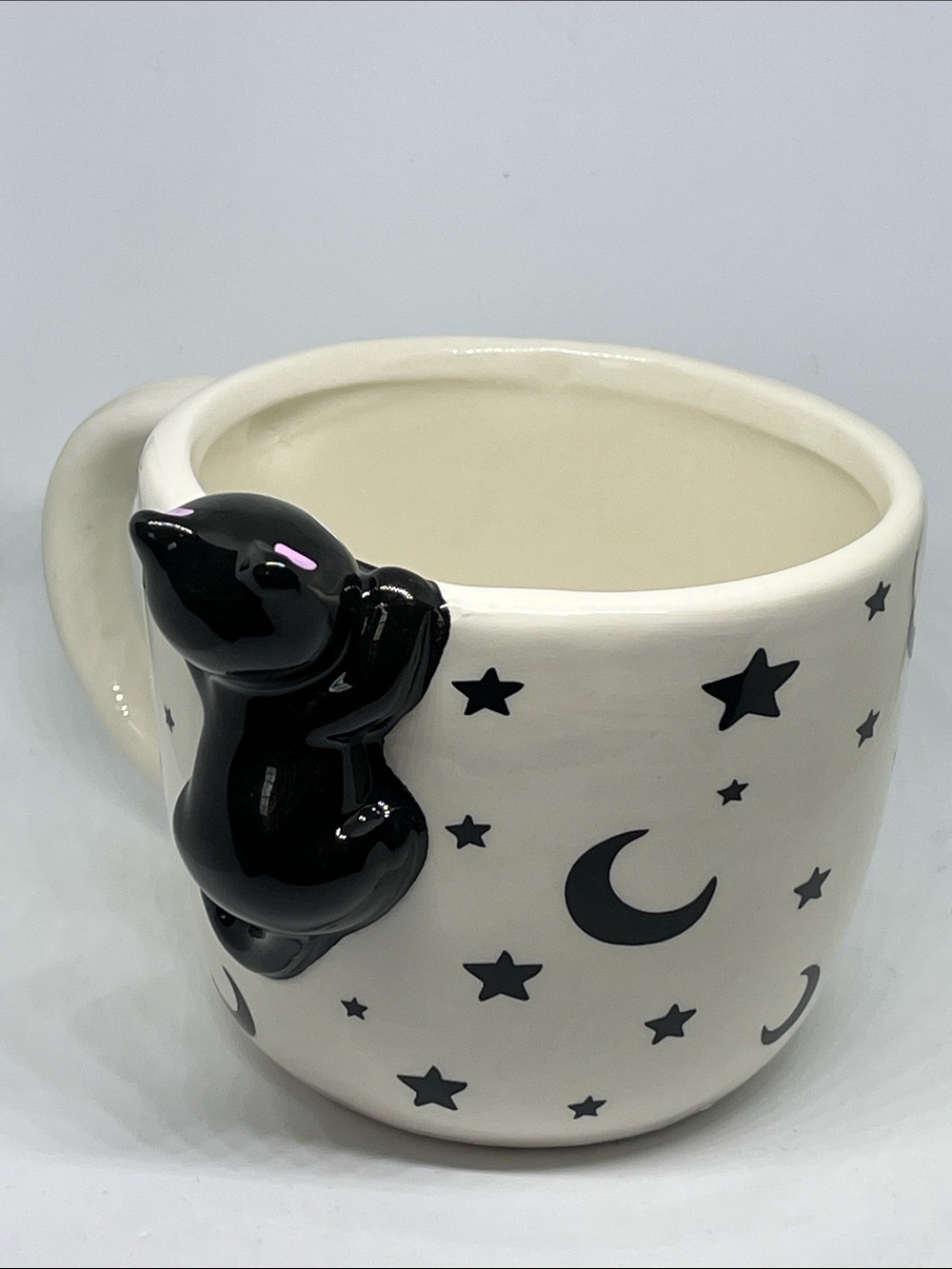 Black Cat Moon & Stars Ceramic Cat Mug